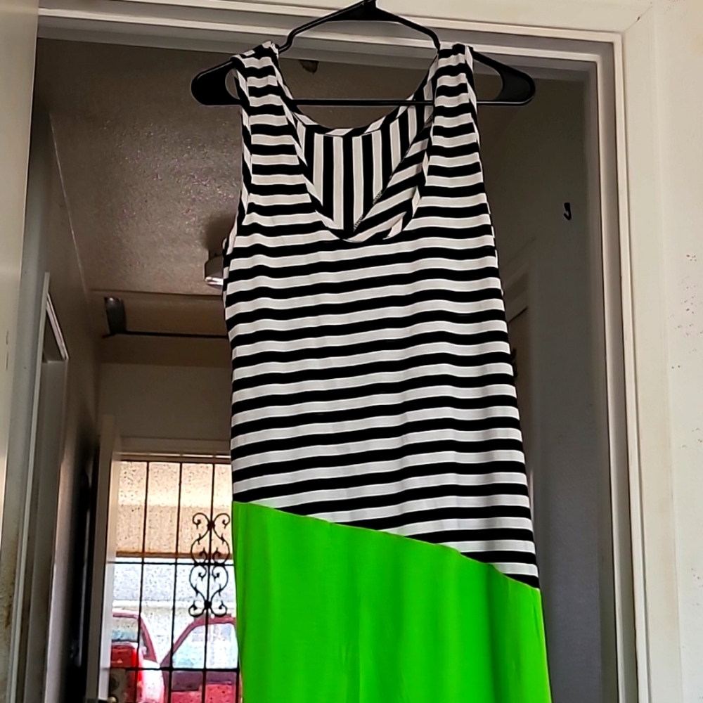 Neon Green/Stripes Shorty Dress